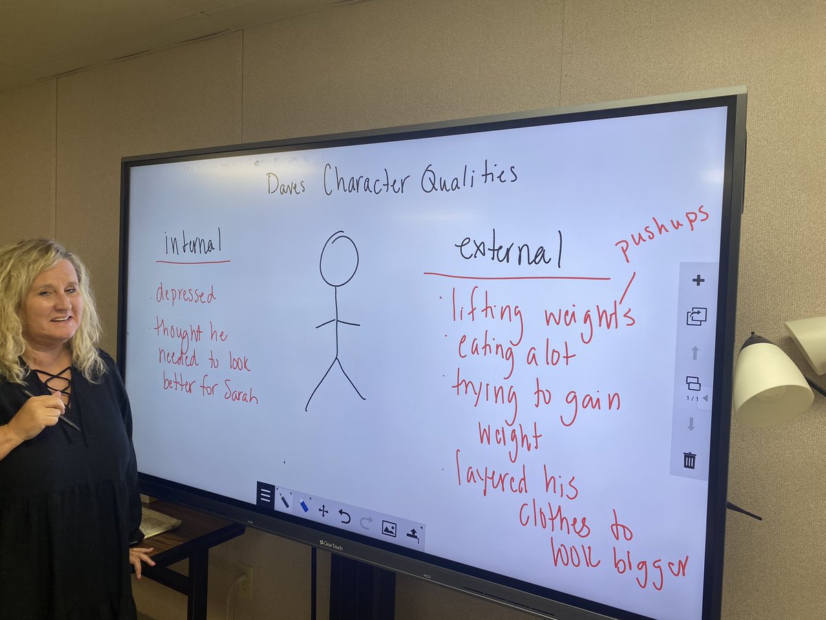 Kristinbevan1's tweet photo. Mrs. Dlugosh using her new Cleartouch to discuss internal and external character traits! #HildeJoy #MustangNation #Hildelevelup #KleinELA https://t.co/Buh84HUb9k