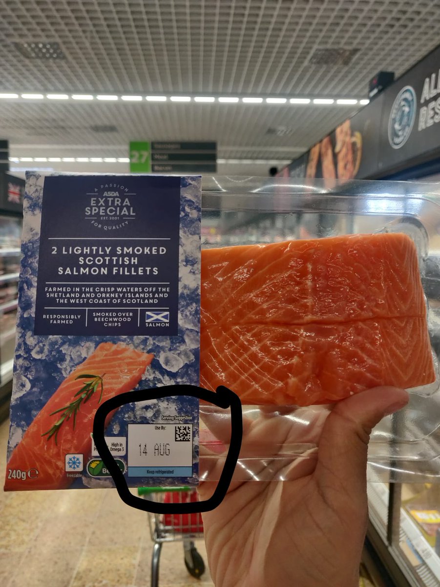 i_support_kisan's tweet photo. @asda ..Today I visited ASDA Leamington Spa. Just got this expired date(14th August) salmon fillets. Though Customer desk replaced it. Got very disappointed.  How it can be so much negligence at such a reputed Grocery Store. https://t.co/QSL4BPN8AS