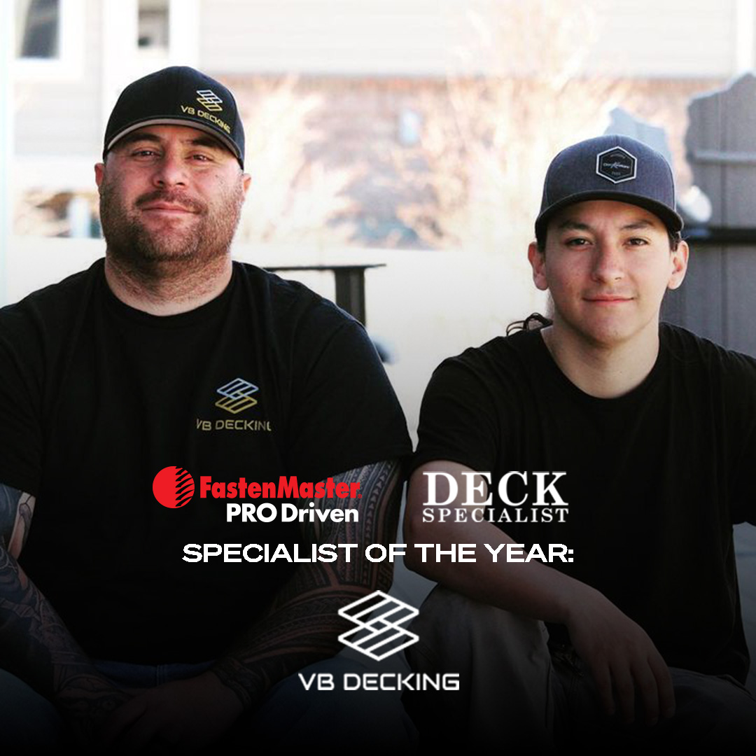 FastenMasterPro's tweet image. Congratulations to our Deck Specialist of the Year: VB Decking!

Check out our interview with Victor Bohnet in Deck Specialist Magazine: deck-specialist.com/issue/deck-spe…

#FastenMaster #PRODriven