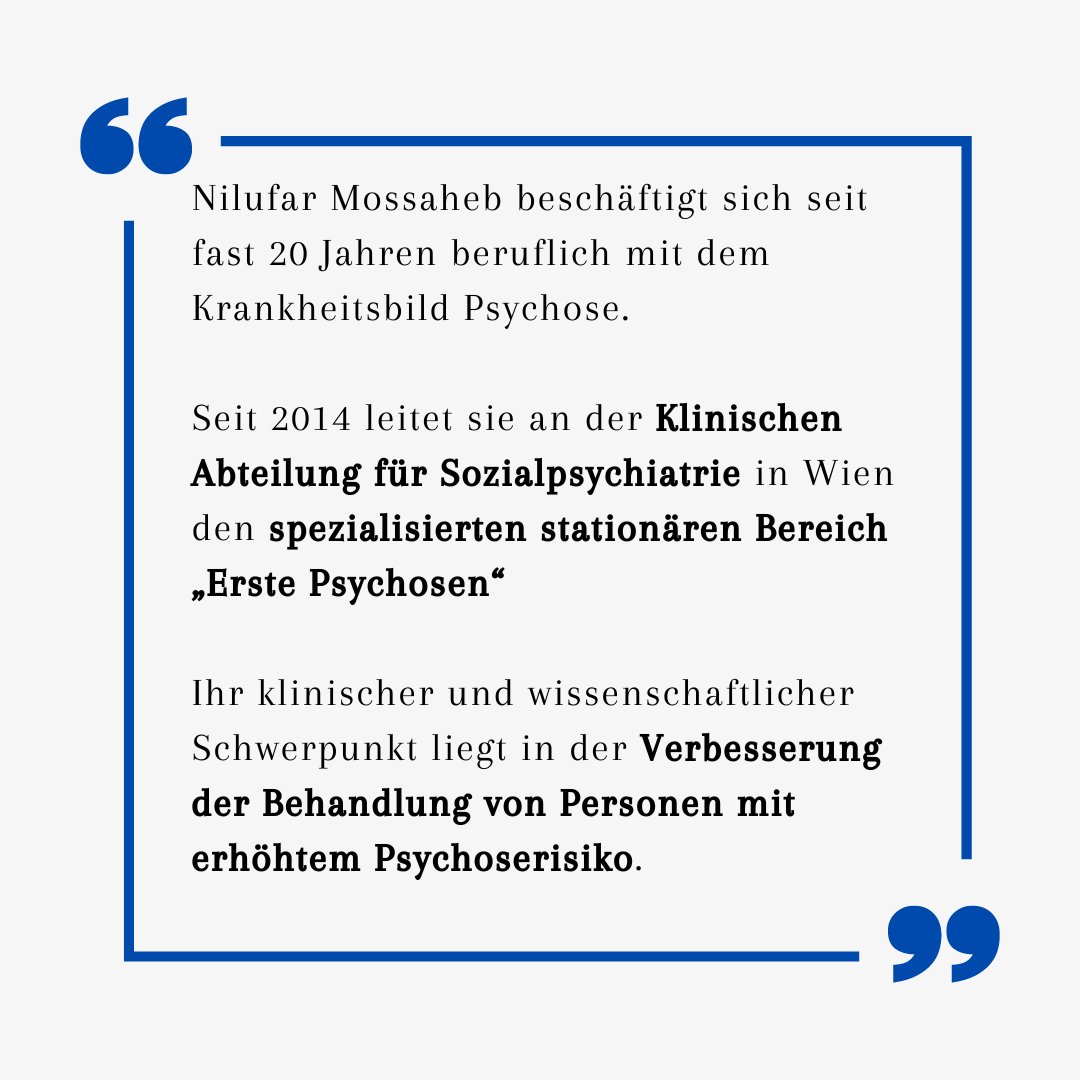 SuSe_2023's tweet photo. Wir freuen uns, unsere Vortragende Assoz.-Prof. Priv.-Doz. Dr. Nilufar Mossaheb @n_mossaheb  vorzustellen!
  #Psychiatrie #Kongress #Wien #Trialog 

✍️ https://t.co/pxKuL52qdC 
📍@univienna
📅30.8.-1.9.2023

🎓Begrüßung https://t.co/GbXRELmaKo