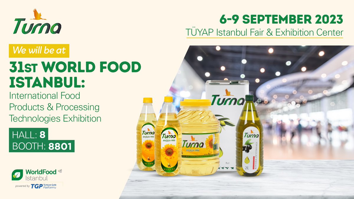 turnayaglari's tweet photo. We will be at the 31st WorldFood Istanbul: International Food Products &amp; Processing Technologies Exhibition, considered one of the most significant events for the Turkish food sector.
#WorldFoodIstanbul #food #exhibition @gidafuari https://t.co/Qw8d3rQt9a