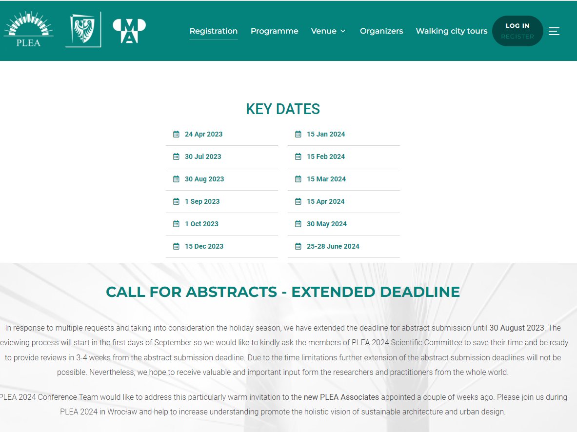 PLEAARCH's tweet photo. PLEA 2024 will be held at WROCŁAW, Poland! The call for abstracts will be open until the 30th of August 2023. 

Don´t miss it! 

https://t.co/h1609NBEpI

#PLEA #passive #sustainable #architecture #urbandesign #lowenergy #comfort #Wellbeing #climate #resilience #cities https://t.co/VR7ZNxR74B