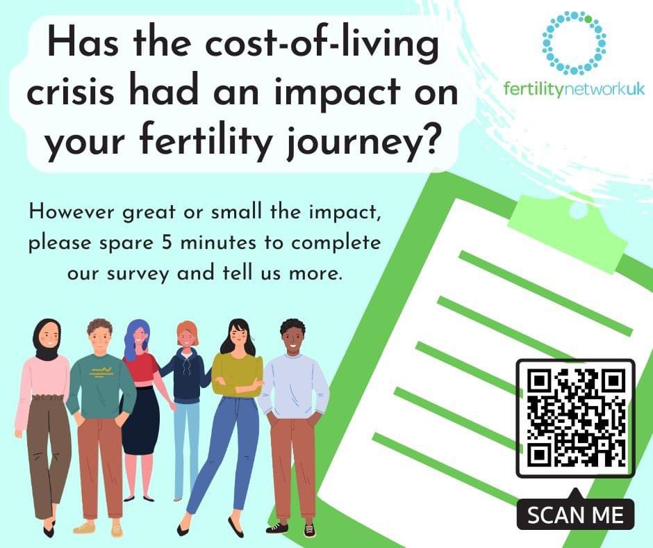 Help needed: is the cost-of-living crisis impacting your fertility journey? 

Please spare 5min to complete our survey.
You can complete the brief survey at bit.ly/3NVydP9 or scan the QR code.

#fertilityjourney #infertility #ttc #ttcsupport #costoflivingcrisis #IVF