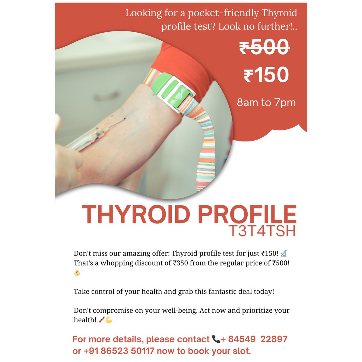 yourcareindia's tweet image. 🩸💉 Unbeatable Discounts on Blood Tests! 💉🩸 Get your health check-up at a fraction of the cost! Don't miss out! 💰
.
.
.
#thyroidtest #discountedprice #healthcheckup #affordablehealthcare #thyroidawareness #healthyliving #wellness #preventivecare #healthscreening