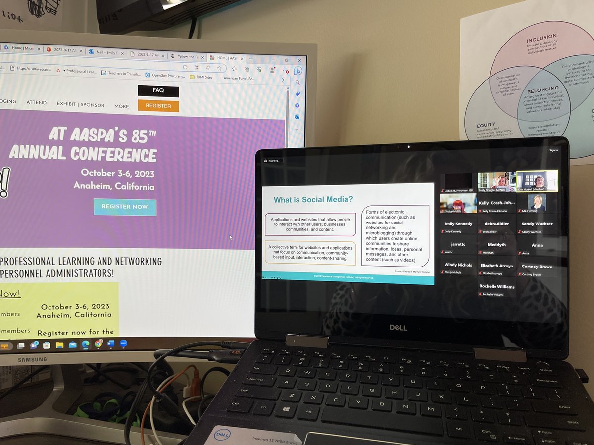 Presenting with <a href="/Erin_EXMI/">Erin</a> at <a href="/_AASPA_/">AASPA</a> virtual bootcamp today to #K12Talent #edleaders on social media basics and how districts can use different platforms within their #humancapital strategy!

#HCLE #AASPA #PowerUp