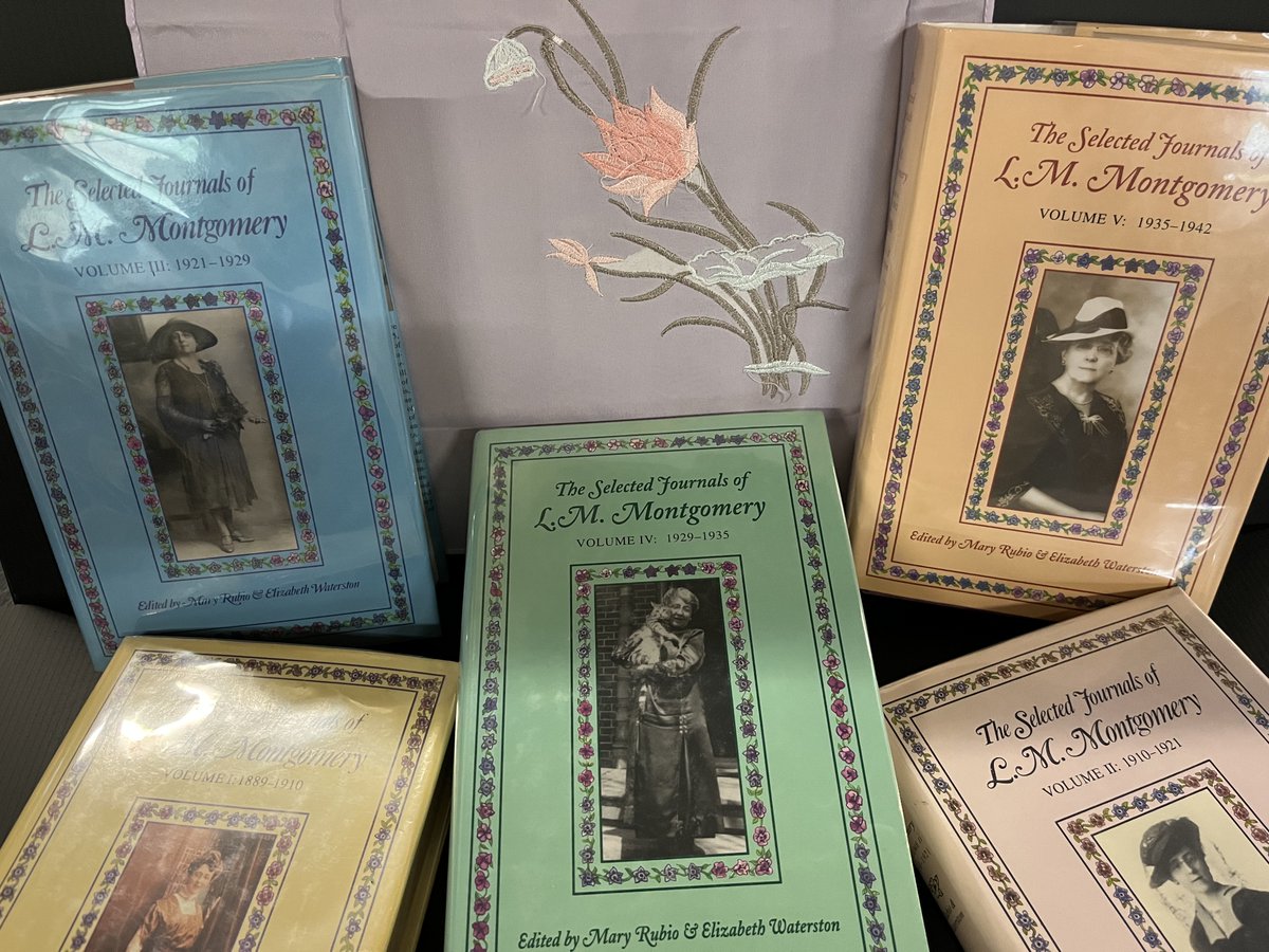 UCBookSale's tweet photo. Are you a fan of Anne of Green Gables? UC Bookshop has the 5 volume Selected Journals of L.M. Montgomery for only $75. The Montgomery journals provide unique views of social history and the life of a remarkable woman. Open M to Th from 11 - 6 and F from 12 - 4 in UC A102 https://t.co/ktDx2iqos2