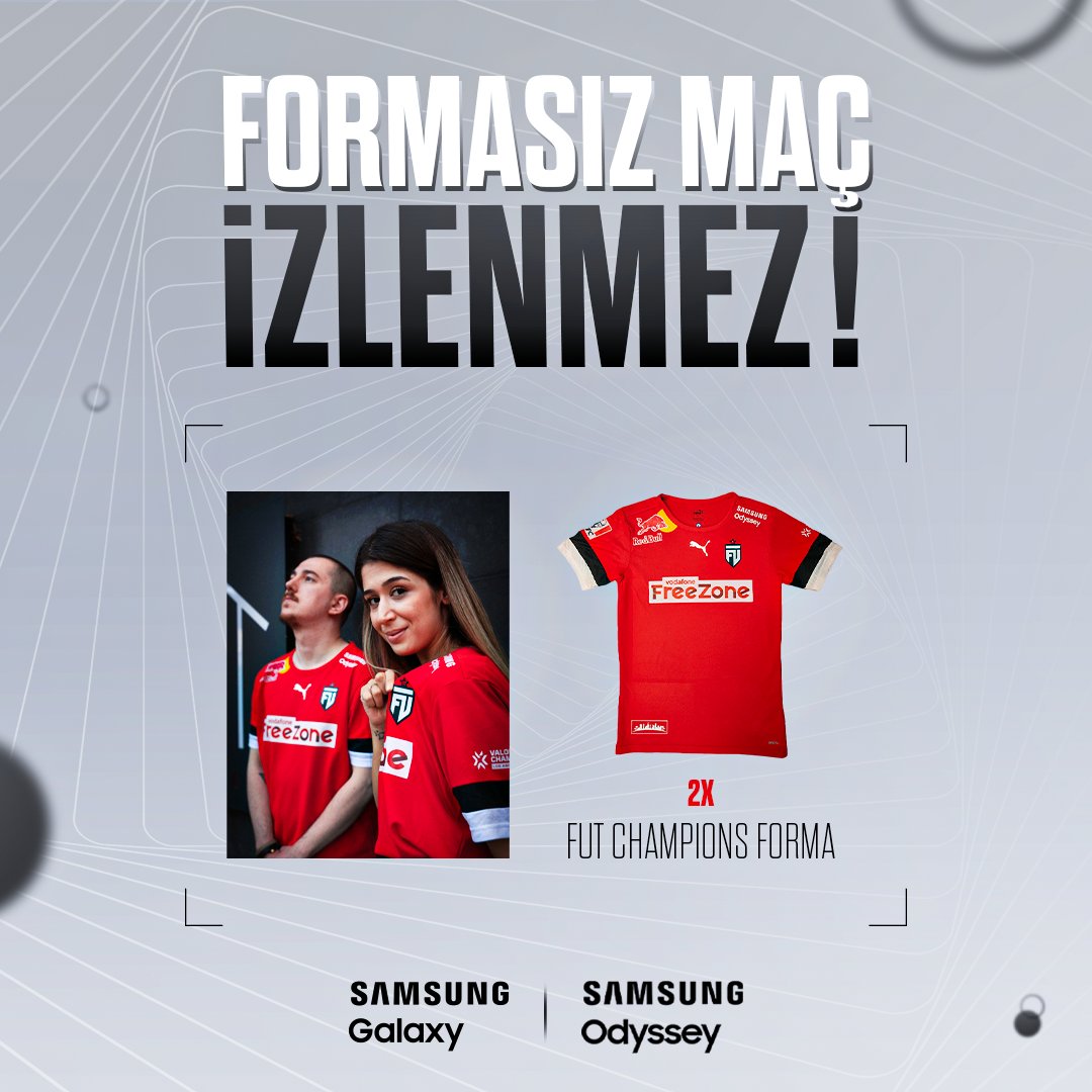 Formasız maç izlenmez! 🥳

<a href="/SamsungTurkiye/">Samsung Türkiye</a> sponsorluğunda FUT Champions Forması kazanmak için yapman gerekenler:

✅ Bizi ve <a href="/SamsungTurkiye/">Samsung Türkiye</a>'yi takip et,
✅ Bu tweet'i RT'le!

#SamsungGalaxy