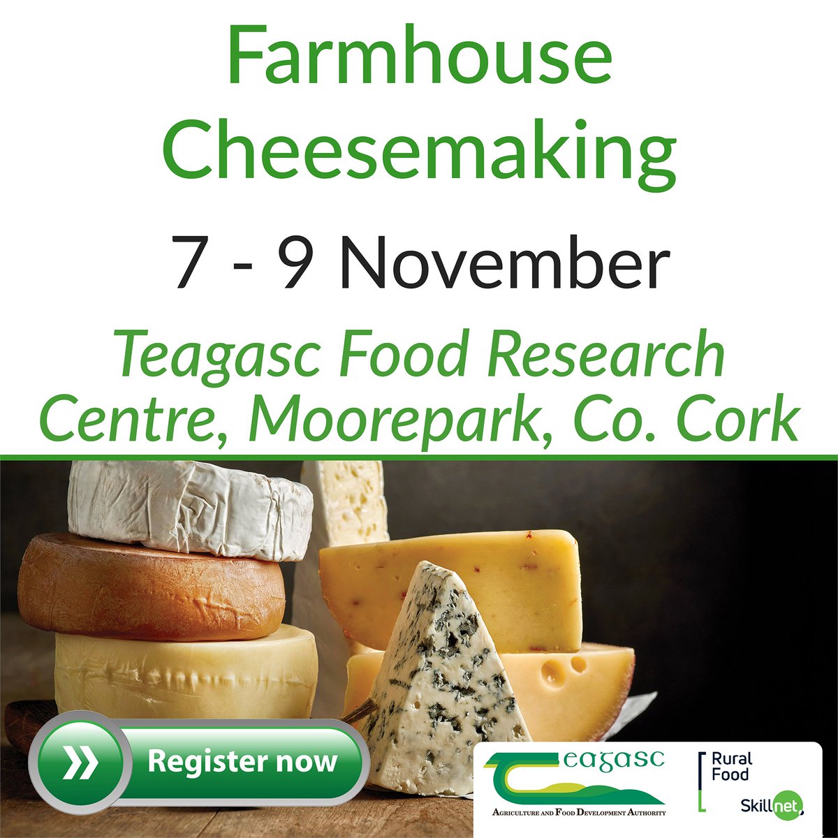 Farmhouse Cheesemaking: A training course from @Teagasc for those interested in setting up a Farmhouse Cheese enterprise or working in the small scale cheese industry. Register here: bit.ly/441N5lh #foodinnovation #foodbusiness @SkillnetIreland @BordBia @FSAIinfo