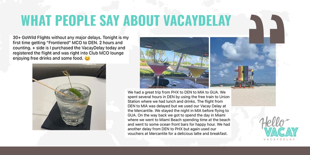 RyanNomados's tweet image. “+ side [of flight delay] is I purchased VacayDelay today and registered my flight and waw right into club MCO lounge enjoying free drinks and some food.” 
 
Get your VacayDelay Airport Lounge access &amp;gt; hellovacay.com/tw-vd

#flightdelay #delayedflight #cancelledflight