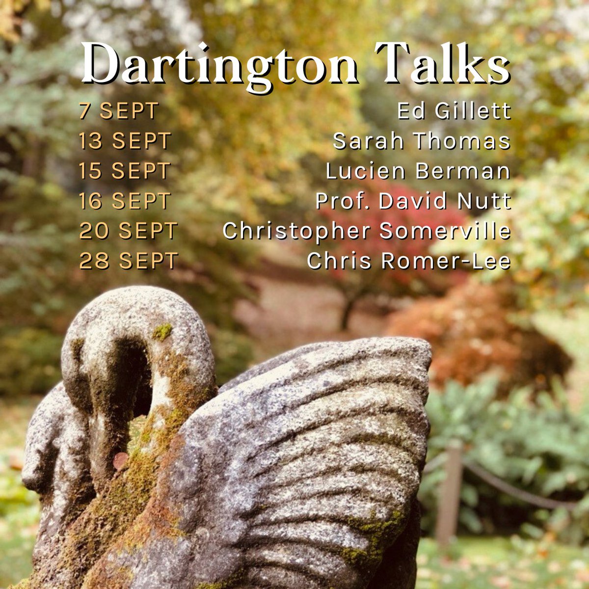 From art historians to journalists, filmmakers to scientists, architects to travel writers and beyond, this autumn's programme of fascinating talks in our Totnes Bookshop and Great Hall spans a bewildering spectrum of disciplines and experiences.

dartington.org/whats-on/?list…