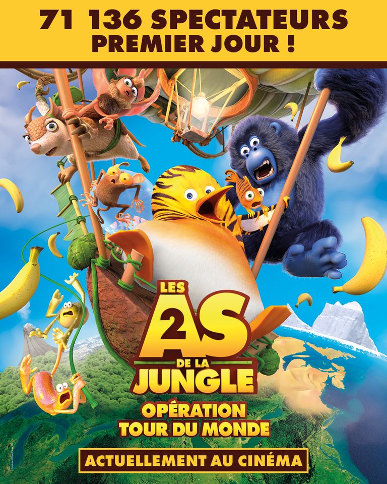 tatprodofficial's tweet photo. Vous êtes déjà 71 136 spectateurs à avoir fait le tour du monde avec les As de la Jungle ! L’aventure ne fait que commencer…🌍
🍿 Les As de la Jungle 2 - Opération tour du monde, actuellement au cinéma
avec @SNDfilms
#tatproductions #lesasdelajungle #lesasdelajungle2 https://t.co/paVG41FCm3