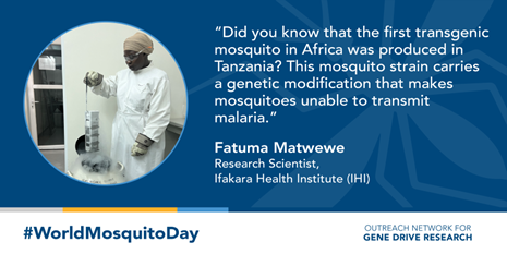 AlpheyLab's tweet photo. Meet @FatumaMatwewe!

Fatuma is working at @transm0 @ifakarahealth on #genedrive approaches to fight #malaria📷https://t.co/j0kUVR6em4

#WorldMosquitoDay #OutreachNetwork #EndMalaria https://t.co/y8PcZRqt2g