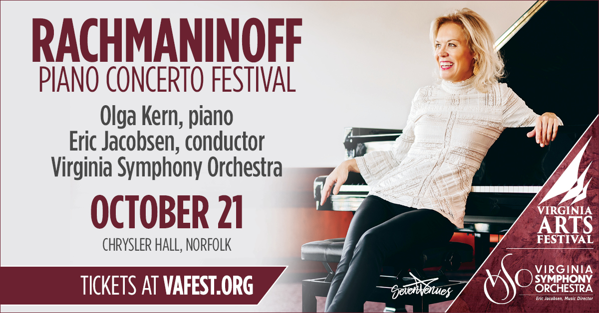 ON SALE NOW! The @VaArtsFest and @VaSymphony Orchestra bring Rachmaninoff’s soaring, romantic piano concerto to Chrysler Hall for an unforgettable musical event on October 21 ➡️ bit.ly/3QOc0WB
