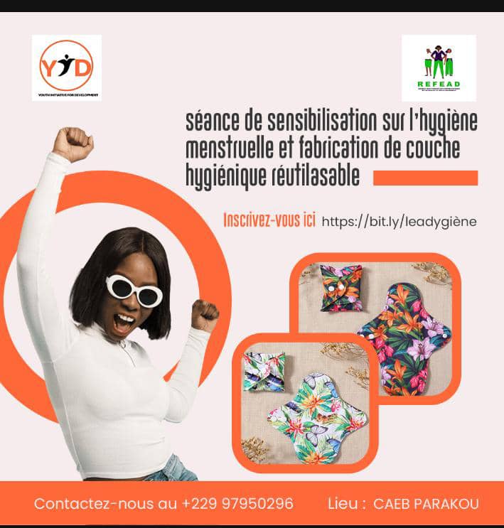 @YouthInitiativ6 en partenariat avec le #REFEAD organisent une séance:  👉🏾 De sensibilisation sur l'hygiène menstruelle ; 👉🏾 De formation à la confection des serviettes hygiéniques réutilisables  dans le but de promouvoir l'autonomisation de la