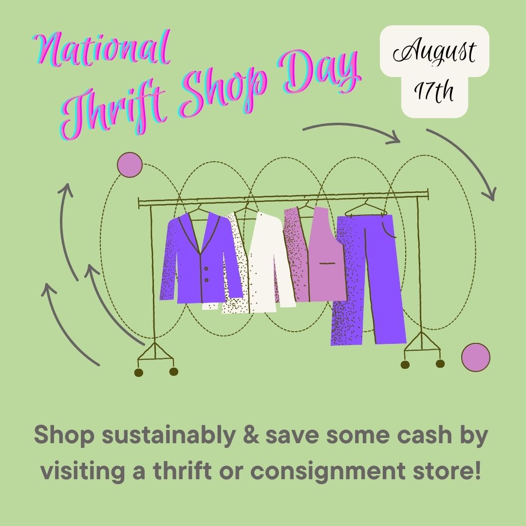 getgreenapp's tweet photo. #NationalThriftShopDay is here!!! Visit a thrift or consignment shop today for new-to-you clothes, housewares, sports equipment, furniture, and more. #SustainableLiving #SustainableShopping #SecondhandStores #ThriftStores #ConsignmentStores #ReduceReuseRecycle #ShopSustainably https://t.co/1ZML0XBavs