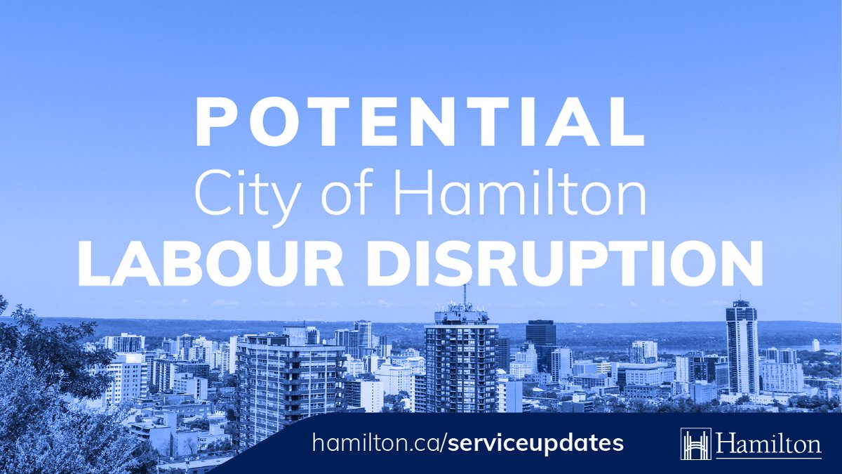 cityofhamilton's tweet photo. Labour negotiations have been ongoing between the City of Hamilton &amp; CUPE Local 5167 for several months. There is potential for Hamilton's public services to face a labour disruption as of 12:01am on August 21. Here's a list of possible service impacts at: https://t.co/wXuXhfs9uZ https://t.co/OxH8M11kfX