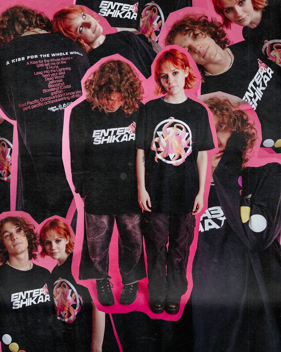 ENTERSHIKARI's tweet photo. The Enter Shikari Summer 2023 merch drop, as modelled by Ollie and Charlotte.

Available now, along with signed vinyl / CDs and more from https://t.co/FrYKuM4FIN.

📸 @pearlxcook https://t.co/CwrKUvbxaK
