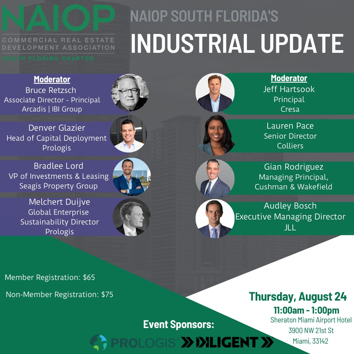 Ready to hear top trends and updates from foundational brokers &amp; developers in the Miami Industrial market? The NAIOP Miami Industrial Event is only a week away!

Registration to close on Tuesday, August 22nd at 12 pm
members.naiopsfl.org/ap/Events/Regi…