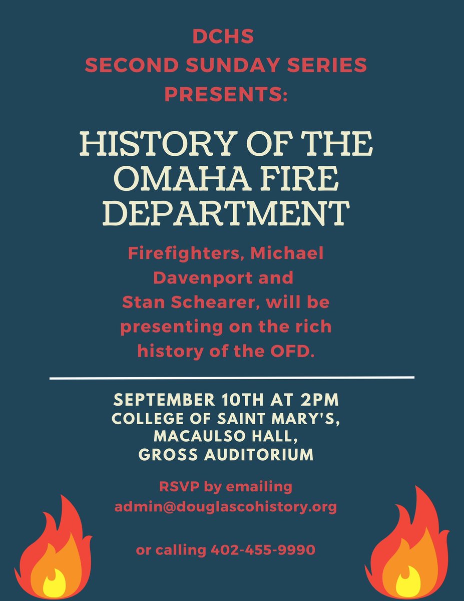 DC_History's tweet image. Join us for a ~flaming~ good presentation about the
Omaha Fire Department on
Sunday, September 10th at 2 PM!
🔥🔥🔥