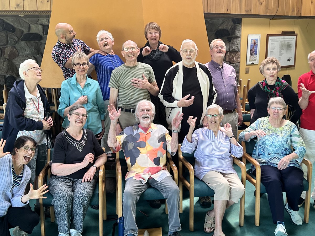 MnChorale's tweet photo. Recently five members of Voices of Experience participated in the MacPhail Center for Music "Music for Life" Musical Theater Retreat at Madeline Island.  Staying the dorms together, eating in the cafeteria and exploring the island the group proved that “Camp never gets old!” https://t.co/YXBW1FXsX4