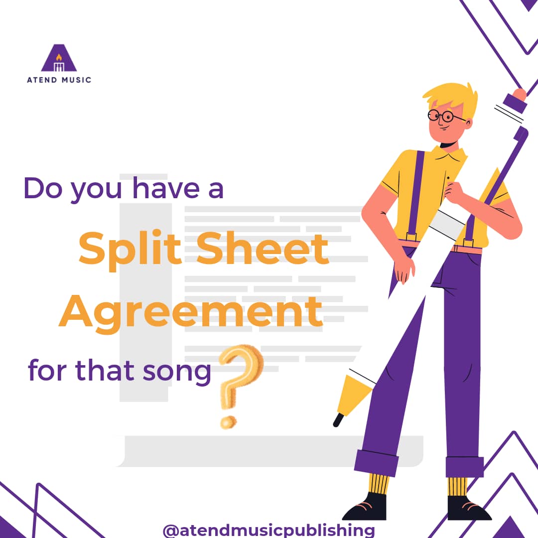 🖋️A split sheet agreement is a document between collaborators of a song showing their respective percentage OWNERSHIP in the song. 
Don't have one? Send a DM, let's fix that.☑️
#music #contract #publishingroyalties
#AtendMusic #atendmusicpublishing