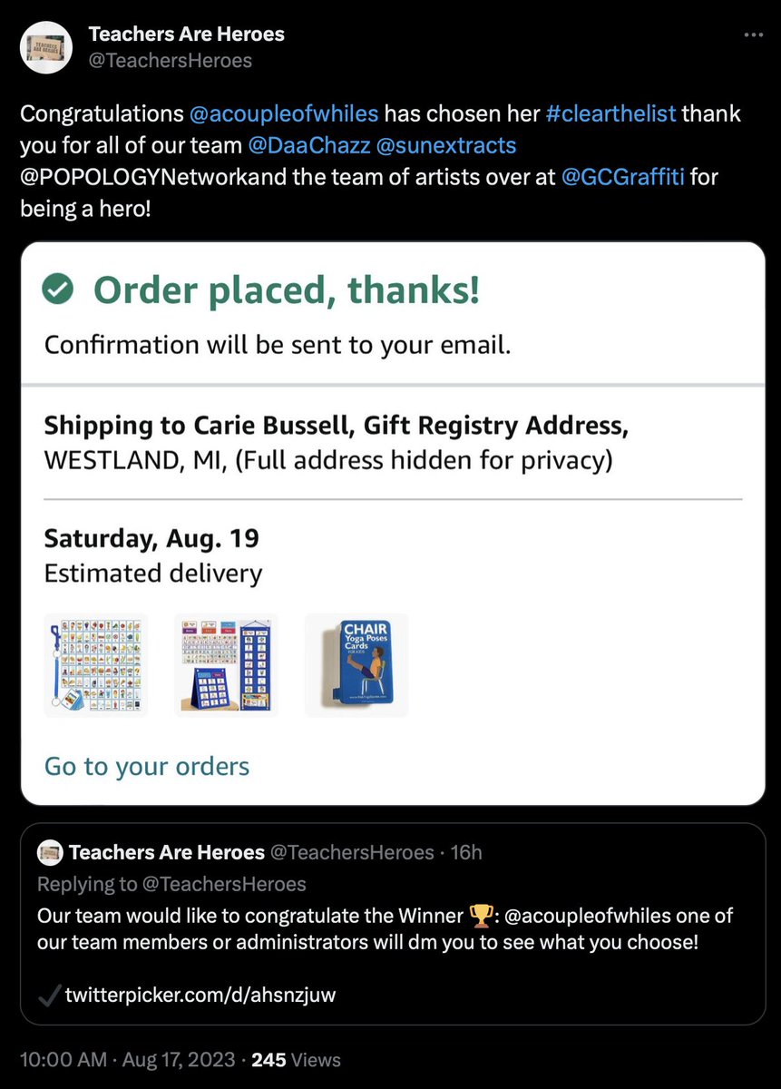 <a href="/reneehobbs/">Renee Hobbs</a> As mentioned, rallied w/ Pals who formed <a href="/TeachersHeroes/">Teachers Are Heroes</a> in a social campaign to #clearthelist of Teachers' needing Back To School Supplies! Meeting and connecting w/ hundreds of K-12 Teachers across the U.S. who dig #POPOLOGY®! Great Guidance Professor Hobbs!