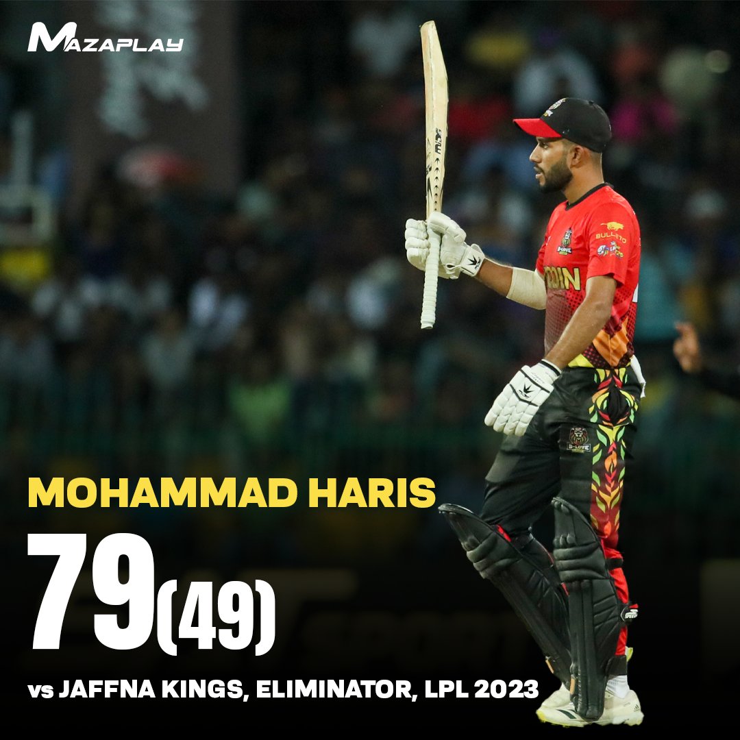 Mohammad Haris played a vital knock in the Eliminator.

#MohammadHaris #JaffnaKings #LPL23 #BLoveKandy #JaffnaKings #T20 #MazaPlay