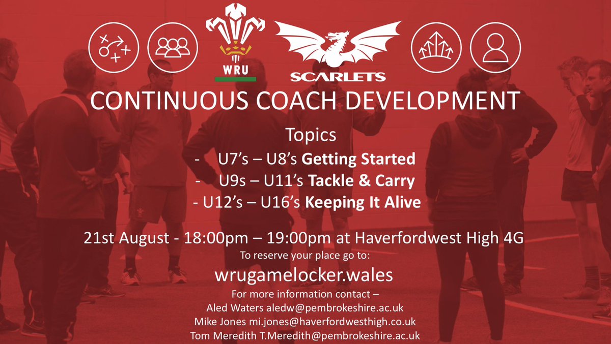 🚨CPD Opportunity🚨

🗓️ - Monday 21st August.
⏰ - 18:00pm - 19:00pm.
📍 - Haverfordwest High School.

Two new Topics added. Head over to the game locker to book your place.

#CoachDevelopment #CoachEducation #Grassroots #Learning