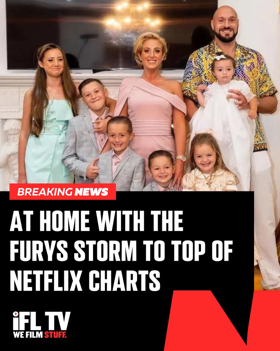 IFLTV's tweet image. The new Netflix docu-series, At Home With The Furys, which documents @Tyson_Fury's life outside of the ring, has stormed to the top of the Netflix TV show charts in the UK &amp;amp; Ireland just one day after its release ‼️

#TysonFury | #AtHomeWithTheFurys | #Netflix