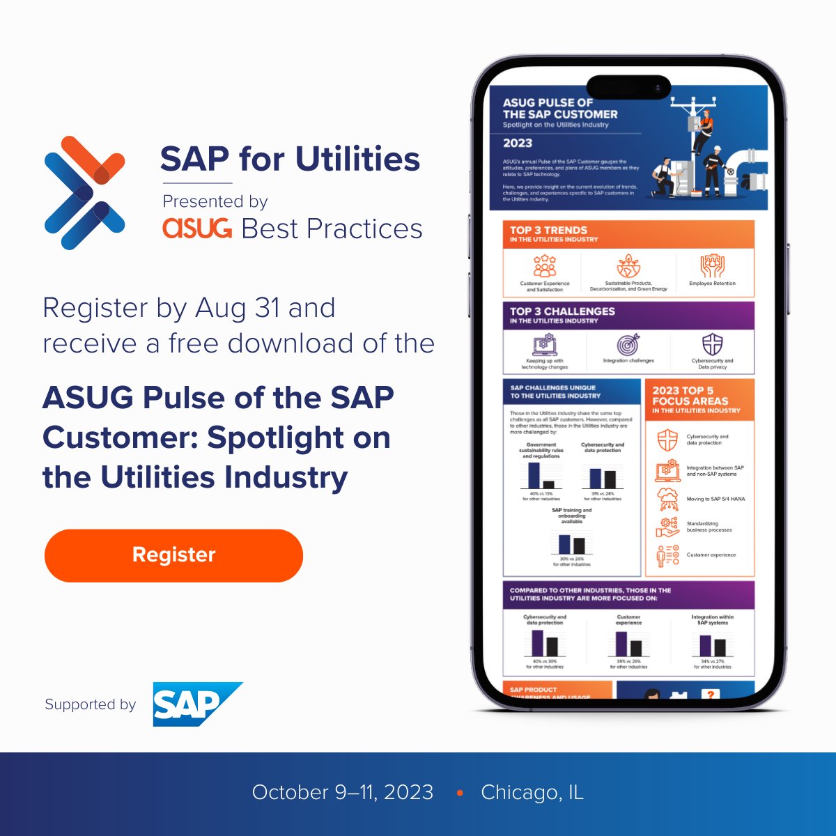 Are you familiar with the key trends, challenges, and experiences of other #SAP customers in the utility industry? Sign up for #SAP for Utilities, Presented by #ASUG before the end of the month to receive a complimentary research whitepaper: bit.ly/3rbfPKq #SAP4U