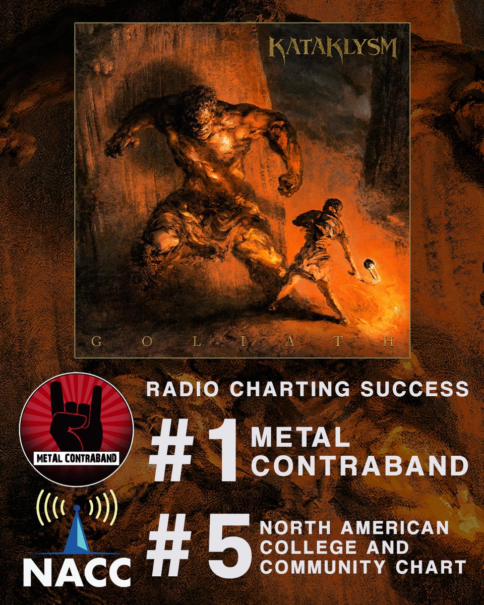 GOLIATH charting success at Radio! # 1 @MetalContraband and # 5 @NACCChart Thanks, headbangers!!! 🤘🔥 #Kataklysm #DeathMetal #Metal #MeloDeath