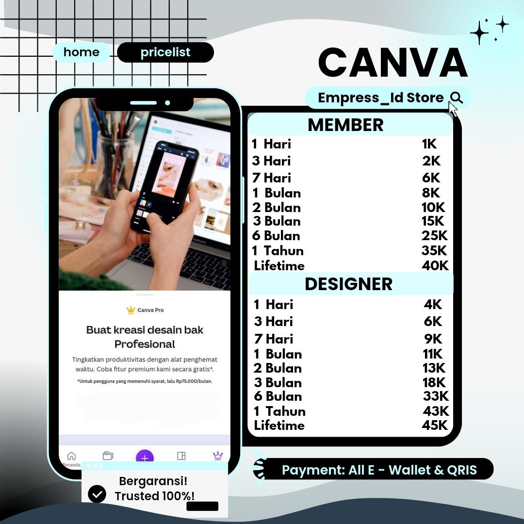 ligthyly's tweet image. Hai kak! Bisa dicek dulu Pricelist Canva nya♡

If you interested, you can Hit Me Up :
bit.ly/WA_Empress