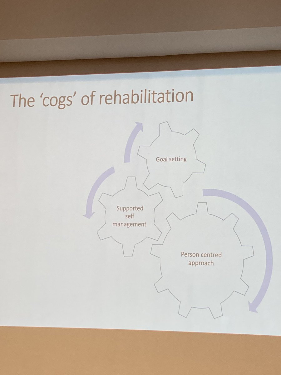 Great day at Scotland Nation Stroke meeting  #ssca23 so much thought provoking content. A reminder of the 23 rehabilitation  improvement priorities and the essential ‘cogs’ of rehabilitation