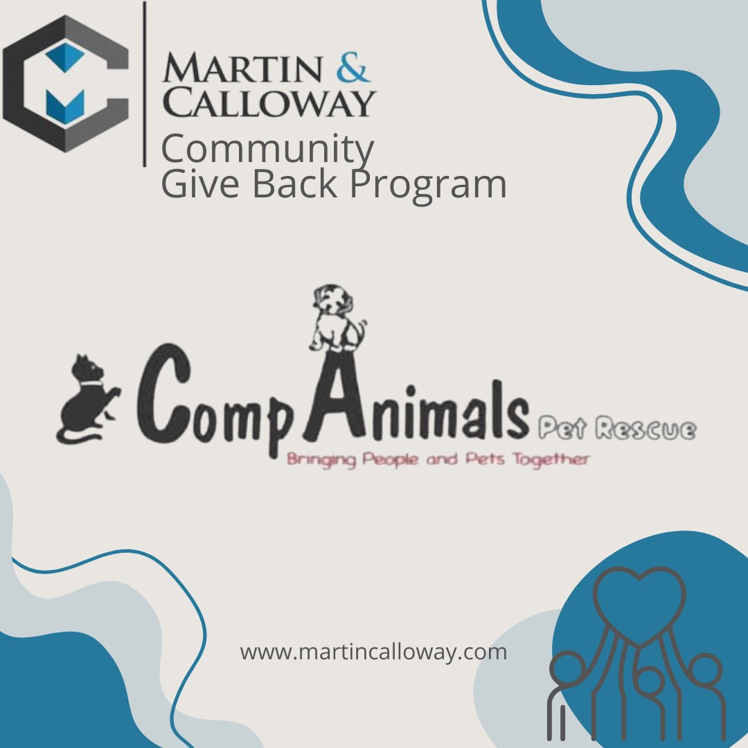 Each month, Martin &amp; Calloway donates a portion of our proceeds to a local charity to thank the community that supports us. This month, we have selected CompAnimals! Check out their mission here: companimals.org #delawarehomeowner #delawarerealestate