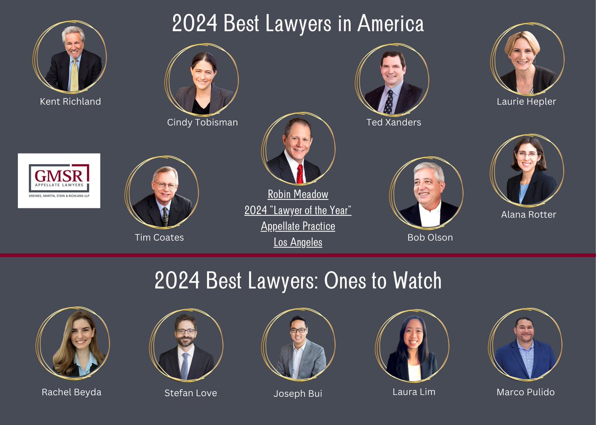 GMSRLegal's tweet photo. “Best Lawyers®” Recognizes GMSR Lawyers For Appellate Practice

https://t.co/8nb2EvZb5x
#appeals https://t.co/6OlCemJmju