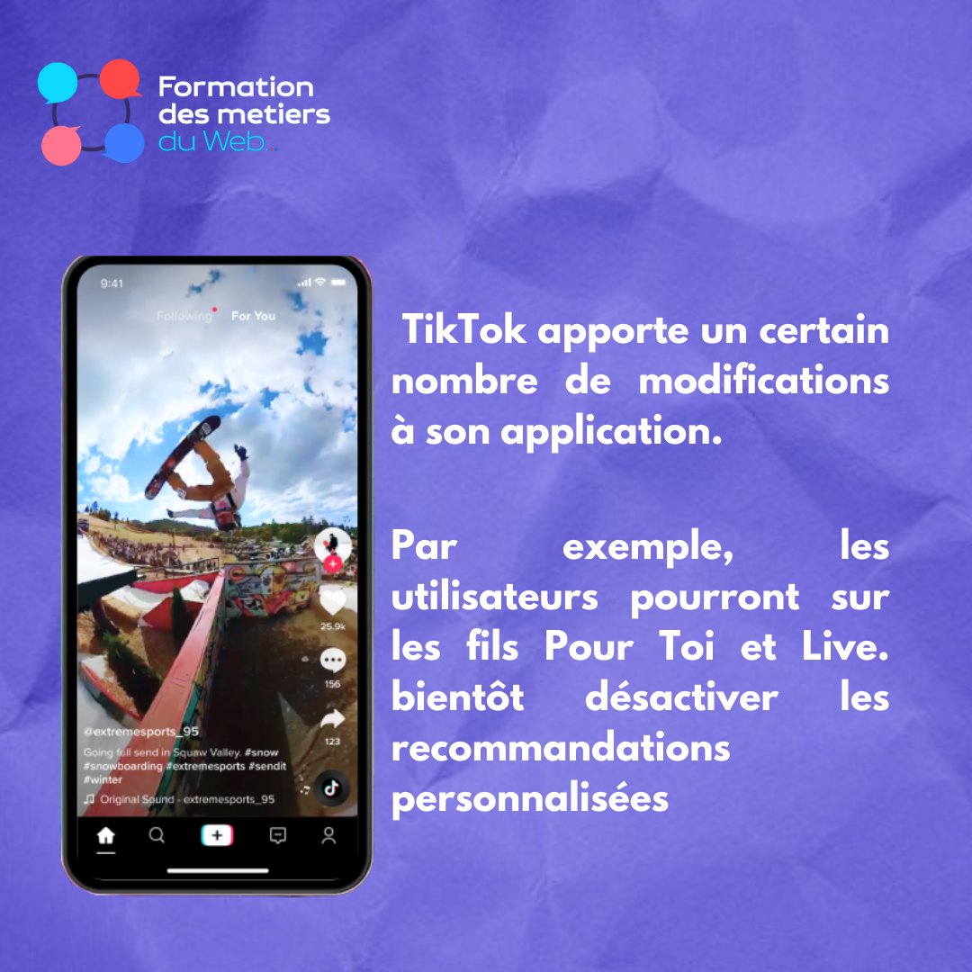 MetiersDuWeb3_0's tweet image. [UPDATE]

Cette semaine, nous vous présentons la nouvelle fonctionnalité dévoilée par TIKTOK.

#upadate #app #SocialMedia #Formationmetiersduweb #CM