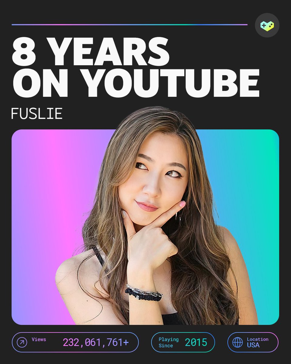 Especially grateful today for 8 years of @fuslie content 🎥 From LCS vlogs to talented covers, and hilarious gameplays with friends 💖 ➡️ youtube.com/@fuslie