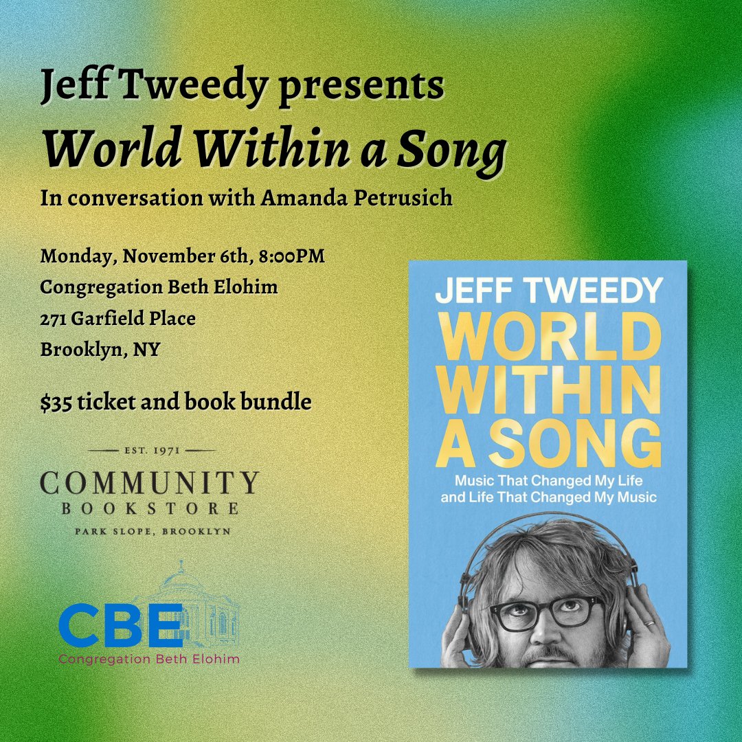 Now announcing: Jeff Tweedy in conversation with Amanda Petrusich! Tickets are now on sale for this event, and each one includes a signed copy of WORLD WITHIN A SONG. Get yours here: tinyurl.com/344mdfkt