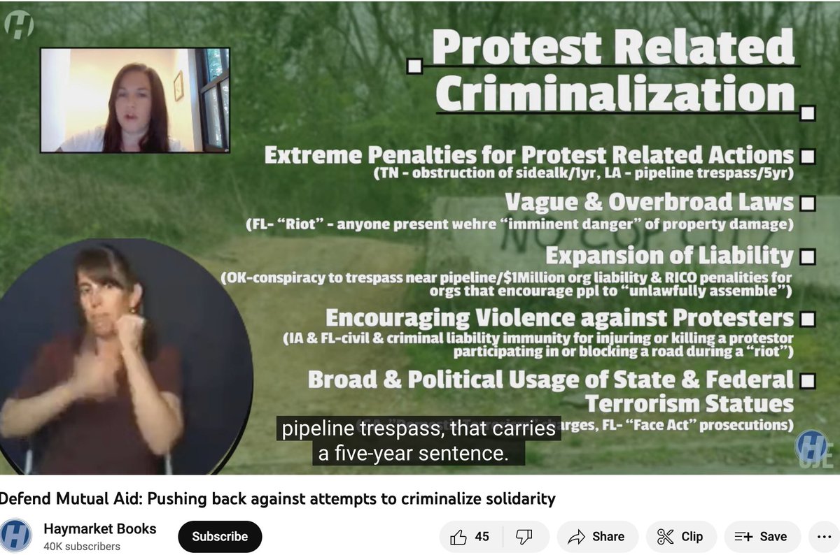 This webinar from @CommJusticeExch and @haymarketbooks about the criminalization of mutual aid is PACKED with useful context and info. Not to be missed. Video at: youtube.com/watch?v=M3qvIH…