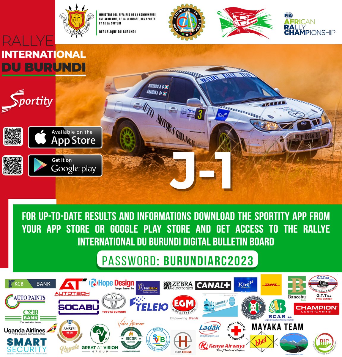 💥💨💨 #OdeurYaRallye

Rallye International du Burundi 🇧🇮🇺🇬🇹🇿🇰🇪🇷🇼  🚗💨🏁🛣

Plus qu'un seul jour... 

Retrouvez toutes les infos sur le Rallye International du Burundi via l'application SPORTITY

Liens de téléchargement :

play.google.com/store/apps/det…

itunes.apple.com/us/app/sportit…