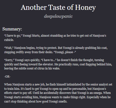 deepslowpanic's tweet photo. Hi!! New fic time! This was written for @InstinctsZine and has now been expanded (by ~3k) for Ao3! My first namgi omegaverse fic! Namjoon is just trying his best, but he accidentally finds out his coworker Yoongi smells soo good. Enjoy!!💗
[7.3k, Rated E]
https://t.co/qqyUBalFVe https://t.co/escWkF35F0