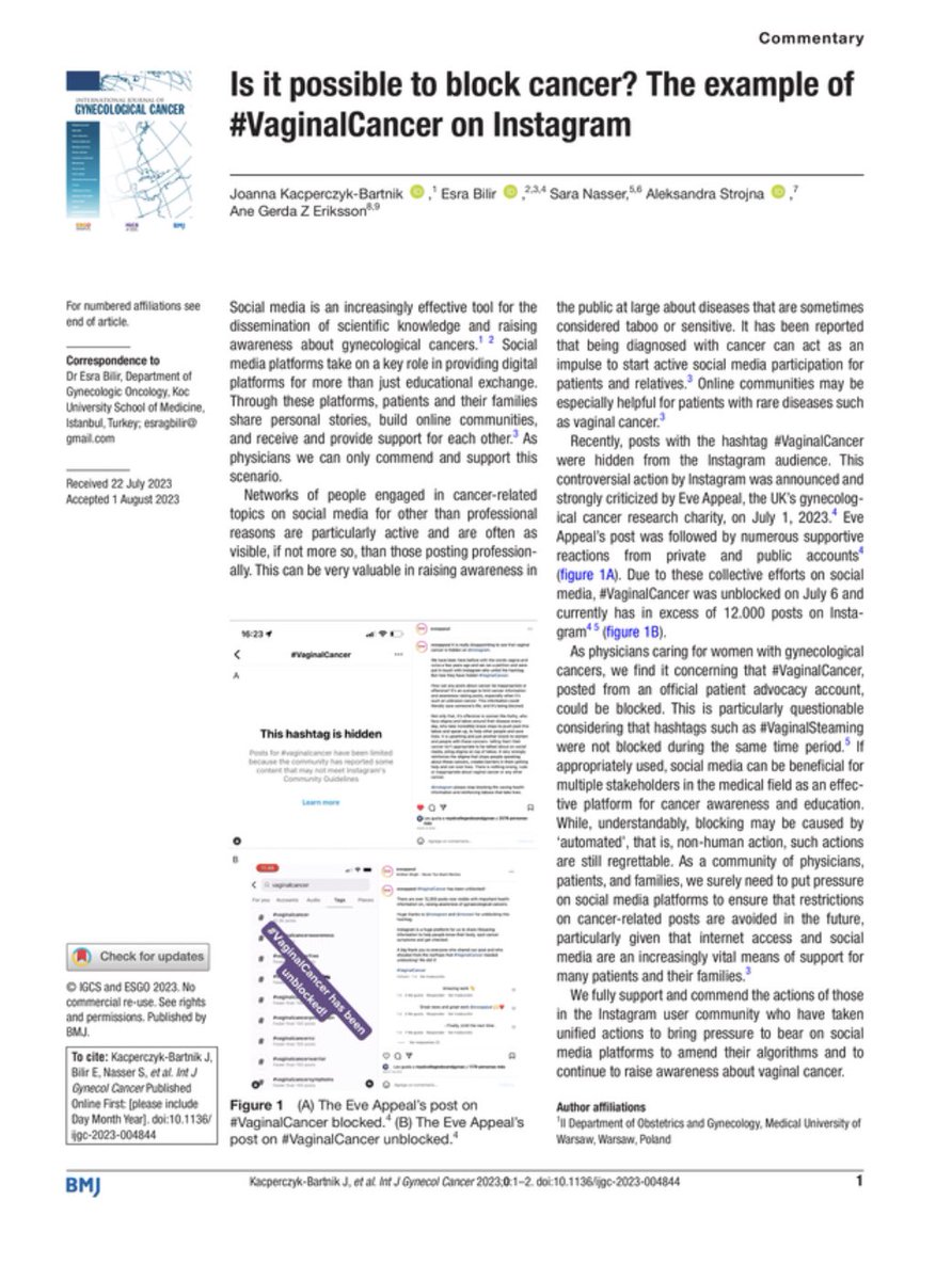 Interesting how #INSTAGRAM #algorithms blocked #VaginalCancer but left similar terms such as #VaginalSteaming untouched

It’s not OK 

@OncoAlert @ESGO_society @IGCSociety @EntogExc @gyncsm @GynMe4 @WeAreWLO @eveappeal @AStrojnaMD

🔗ijgc.bmj.com/content/early/…