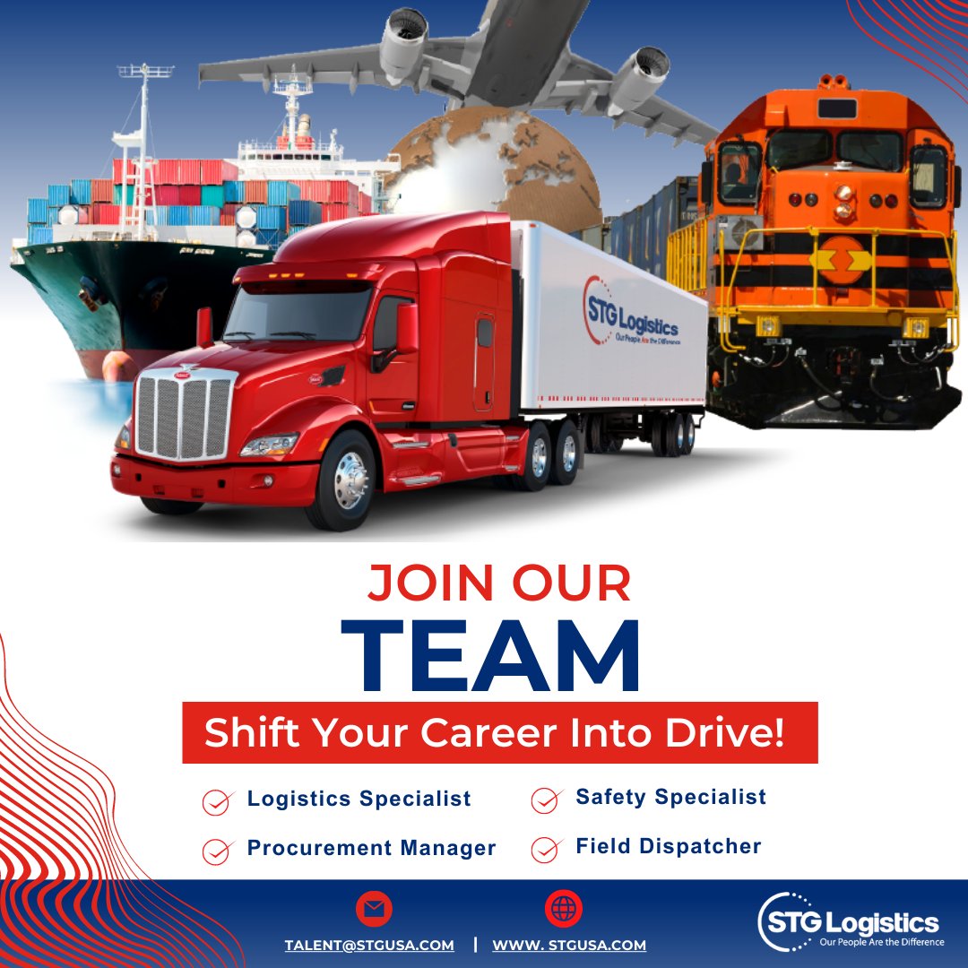 Our STG Logistics TA team is actively hiring and sharing a few roles (on-site &amp; remote). Check us out at stgusa.com/careers or contact one of us to inquire. P.S. We're a nationwide company, and openings vary by location.
 
 #shiftyourcareerintodrive #careeropportunities