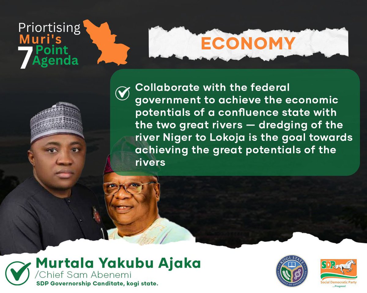 bunyamin_adam's tweet photo. Muri plans on Kogi Economy when he Become the Governor of kogi state.
#VOTESDP
#VOTEMURISAM https://t.co/iY0OsZDrqG