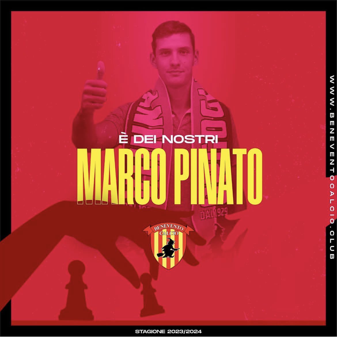 MondoCalcio_it's tweet photo. Marco Pinato, centrocampista italiano classe 1995, è ufficialmente un nuovo calciatore del Benevento Calcio. Arriva da svincolato dopo l’ultima avventura con il Pordenone Calcio ed ha firmato un contratto fino al 30 giugno 2026. #Calciomercato #SerieC #BeneventoCalcio #Pinato https://t.co/s221m2DUcg
