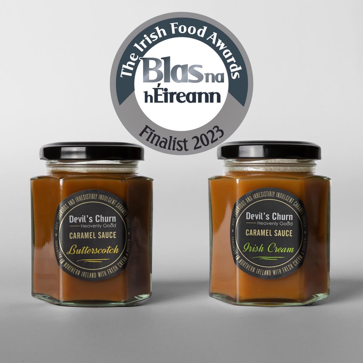 Delighted to find out that our two Devils Churn entries to the 2023 Blas na hEireann Irish Food awards are both finalists in these prestigious awards. Made by @SeasonsGlens in Ballycastle

Finalist - Irish Cream &amp; Butterscotch. 

Well done to all the finalists