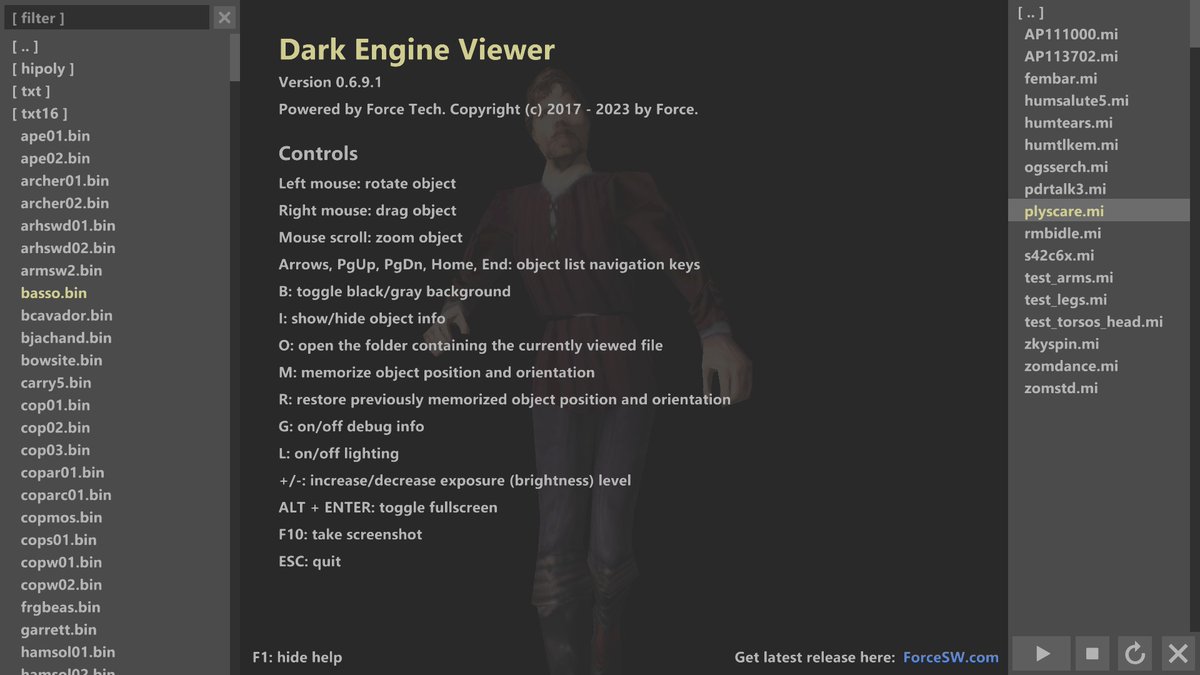 Force_Software's tweet photo. The updated version of Dark Engine Viewer 0.6.9.1 was released today with fixes for loading textures, displaying the help screen, and controlling the camera.

You can download the current version on my updated website: https://t.co/ihJtfKAn0W
#devlog #gamedev #indiedev #ForceTech https://t.co/PGUFLtqHCB
