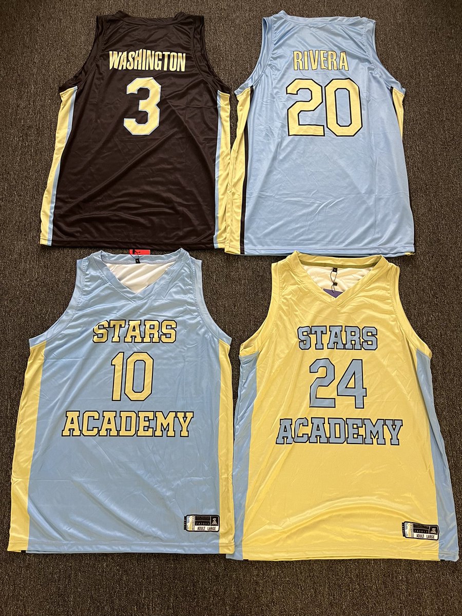 pkcpbasketball's tweet photo. New gear arriving daily - 3 customized uniforms! @lilnas3__ @cairo_rivera24 @Tahijj1  @caleb_mundell #ShiningStars #StarsAcademy https://t.co/4XGyPVfgAI