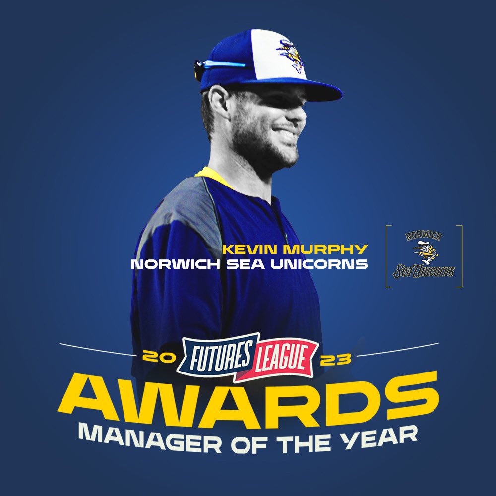 🏆 𝟐𝟎𝟐𝟑 𝐀𝐖𝐀𝐑𝐃𝐒 🏆

Kevin Murphy, 𝙈𝙖𝙣𝙖𝙜𝙚𝙧 𝙤𝙛 𝙩𝙝𝙚 𝙔𝙚𝙖𝙧

Led by a league-best offense and pitching staff, <a href="/KevinMurph20/">Kevin Murphy</a> guided the #SeaUnicorns🦄 to the #FuturesLeague title in his first summer as skipper!

🗞️: thefuturesleague.com/news/?article_…

#FuturesLeague