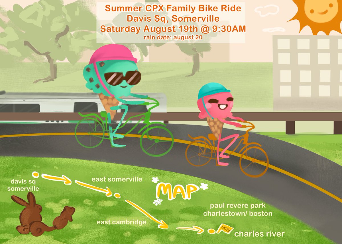 This Saturday is the Summer CPX Family Bike Ride! If you wanna be cool as these ice cream scoops, be at Davis Square at 9:30AM (and preferably fill out your free registration in advance). Details at familybikeride.org/cpx
